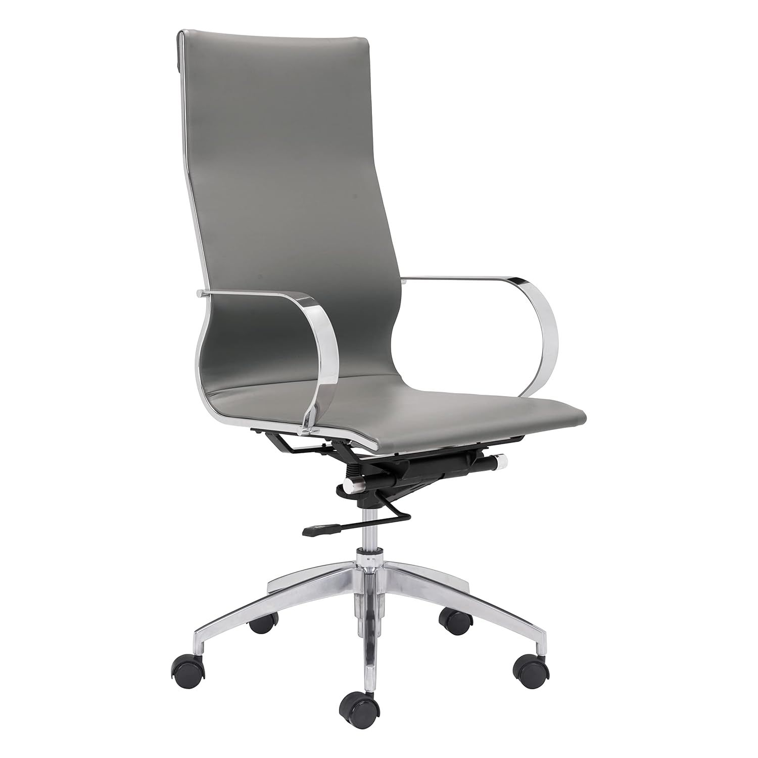 Gray High Back Leather and Vinyl Arm Chair