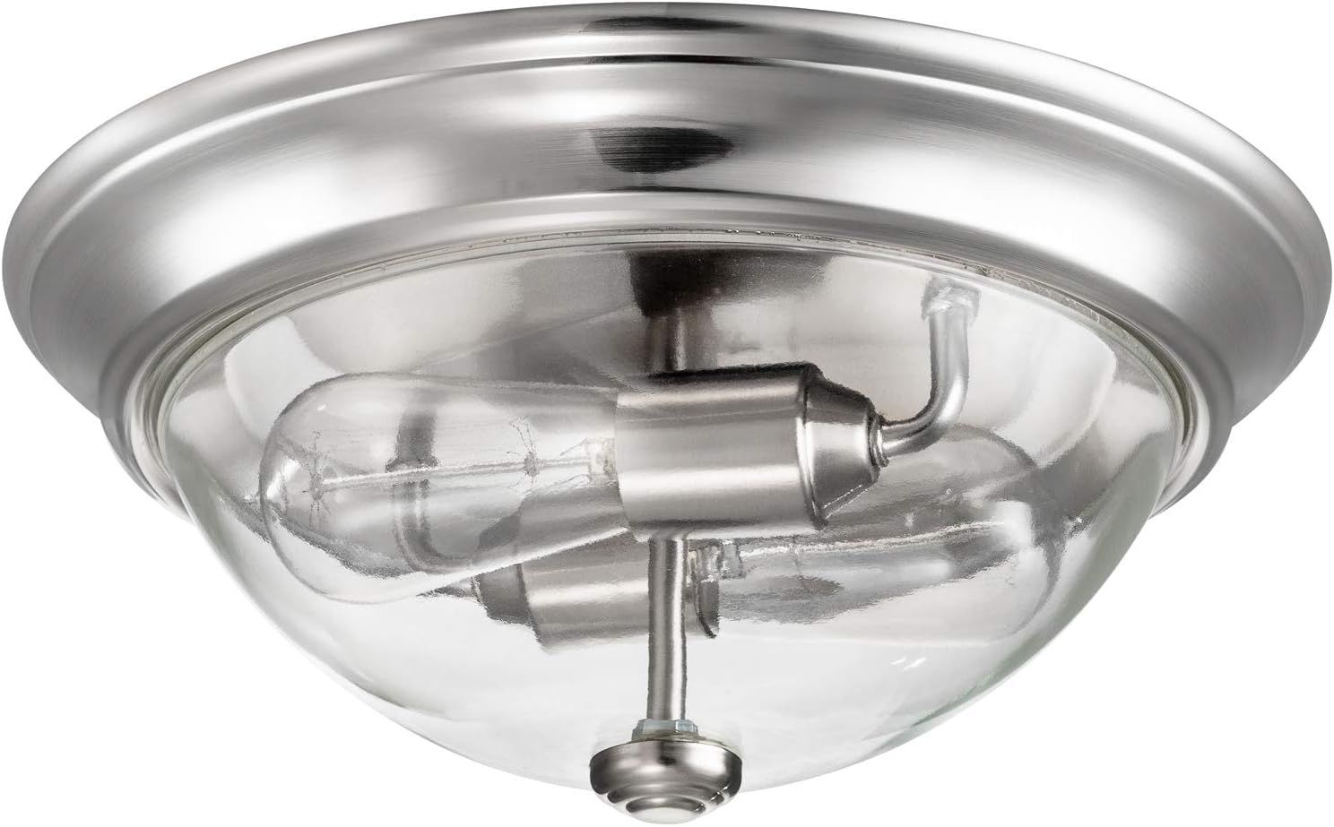 Brushed Nickel Clear Glass Drum LED Flush Mount Light