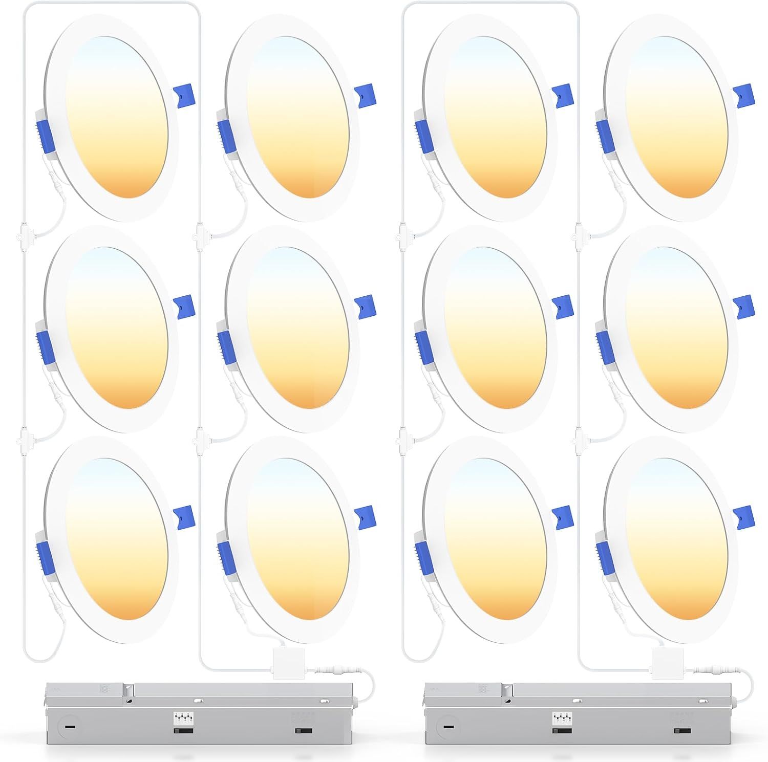 Ensenior 12 Pack 6 Inch White Aluminum LED Recessed Ceiling Lights