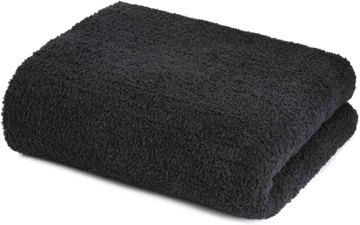 Black Knitted Wool Throw Blanket, 52" x 70"