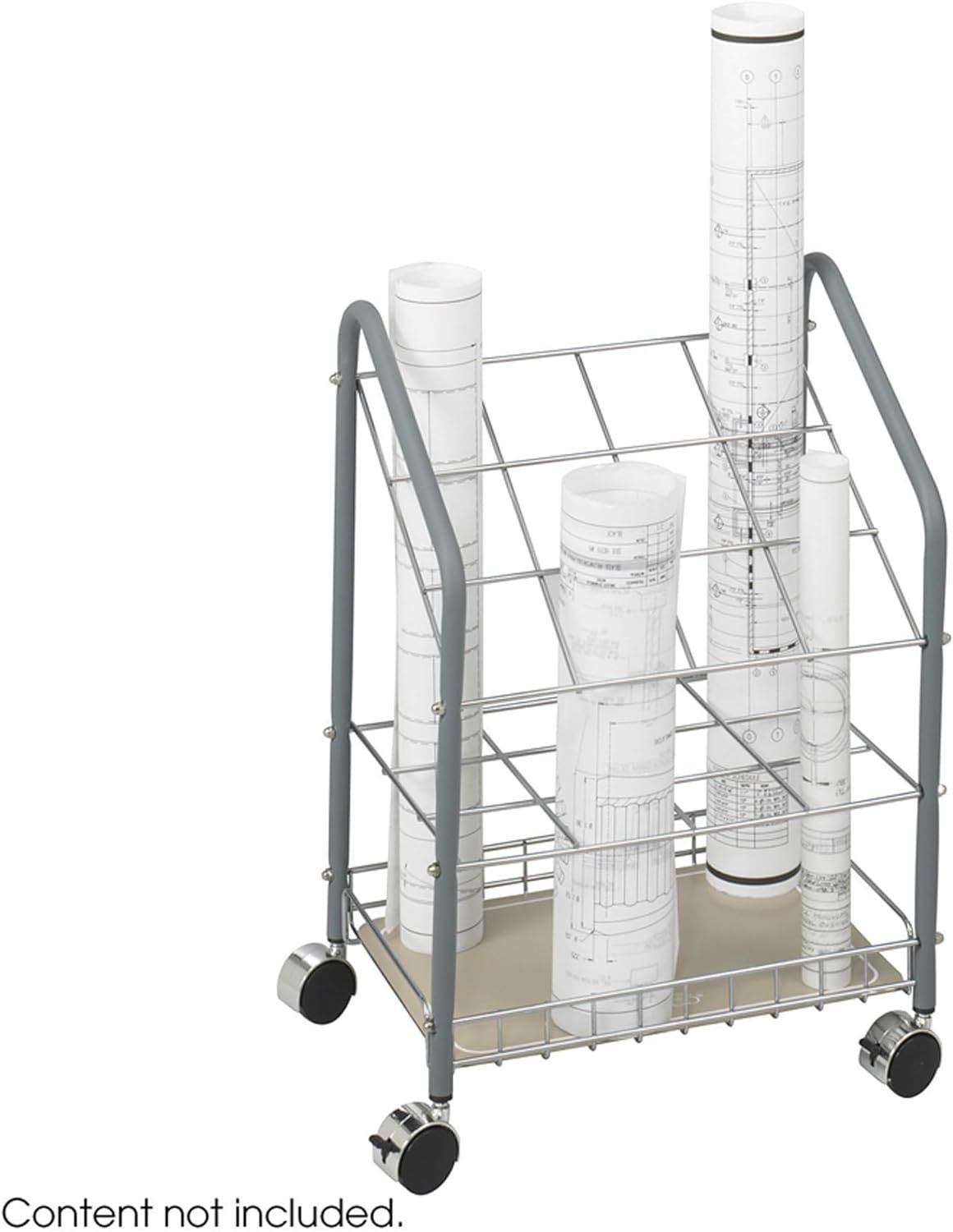 Light Gray Steel 12-Compartment Mobile Roll File Trolley