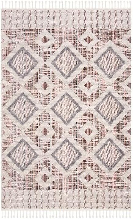 SAFAVIEH Marrakech Collection Area Rug - 9' x 12', Grey & Multi, Moroccan Boho Diamond Tassel Design, Non-Shedding & Easy Care, Ideal for High Traffic Areas in Living Room, Bedroom (MRK523D)