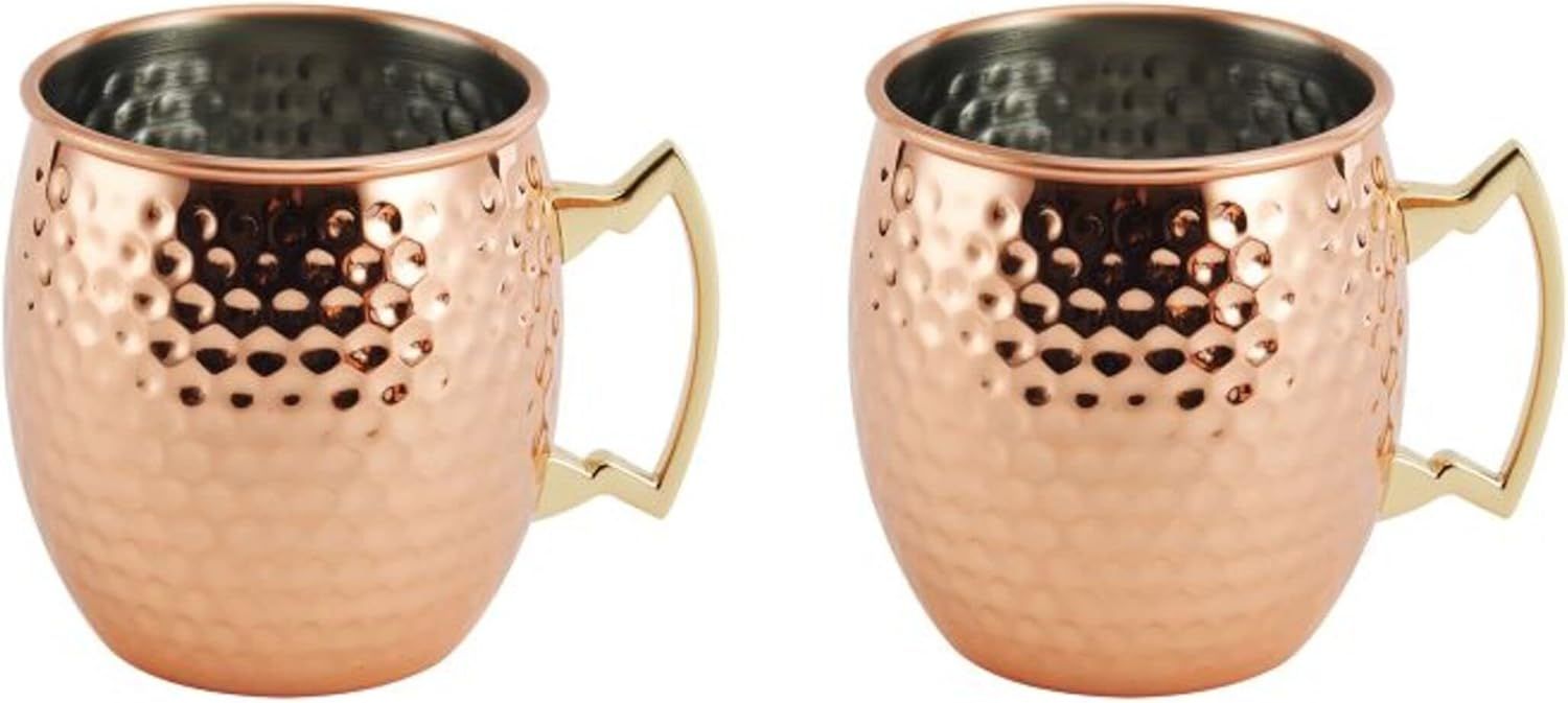 Houdini Copper Plated Hammered Moscow Mule Mugs Set of 2