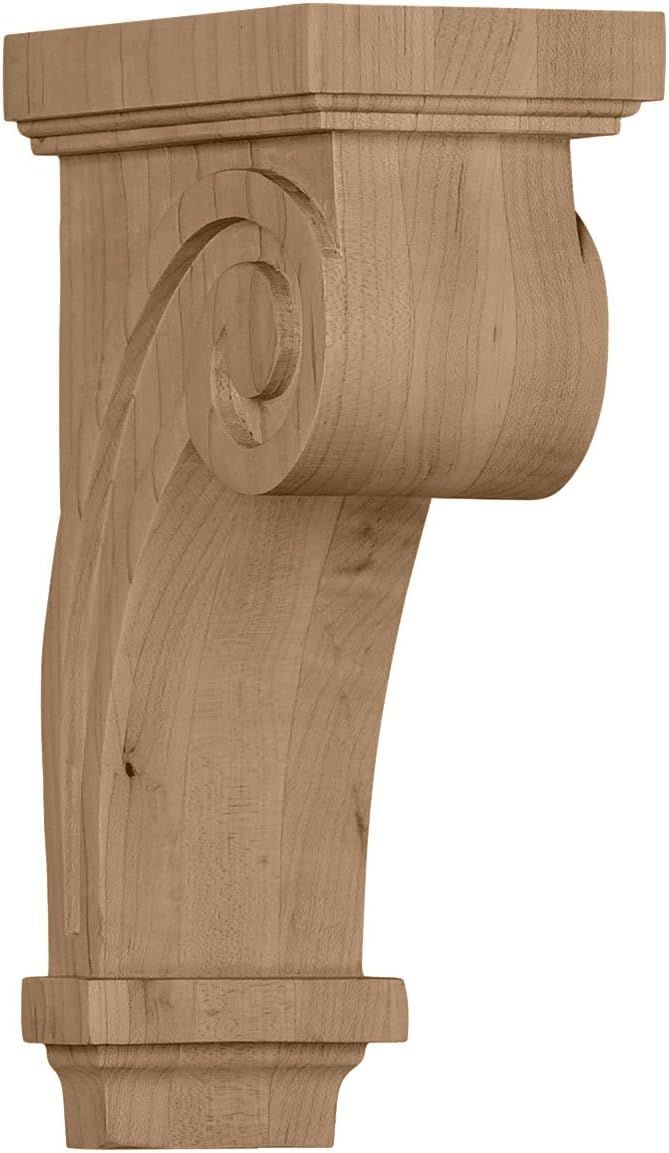 Scroll Rubberwood Corbel 3.25"W x 5"D x 9"H