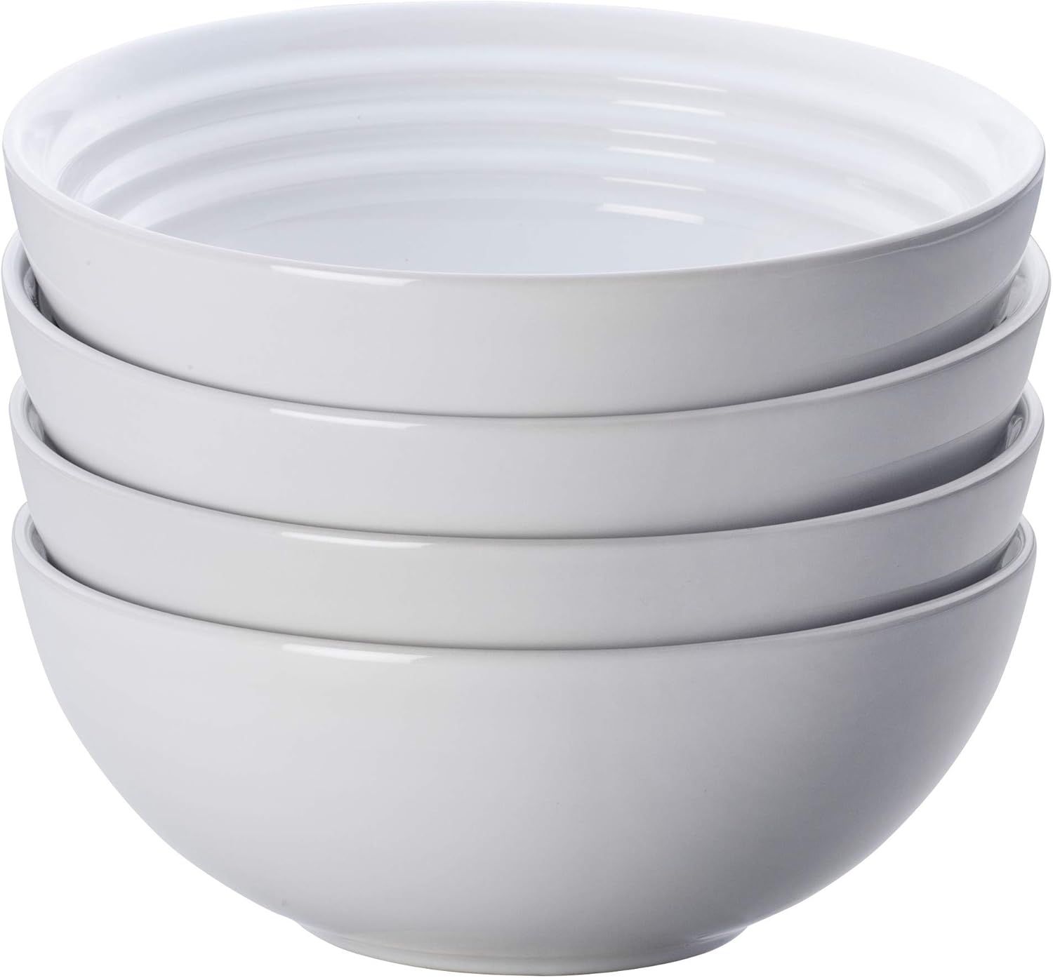 White Ceramic 22 oz. Soup and Cereal Bowls, Set of 4