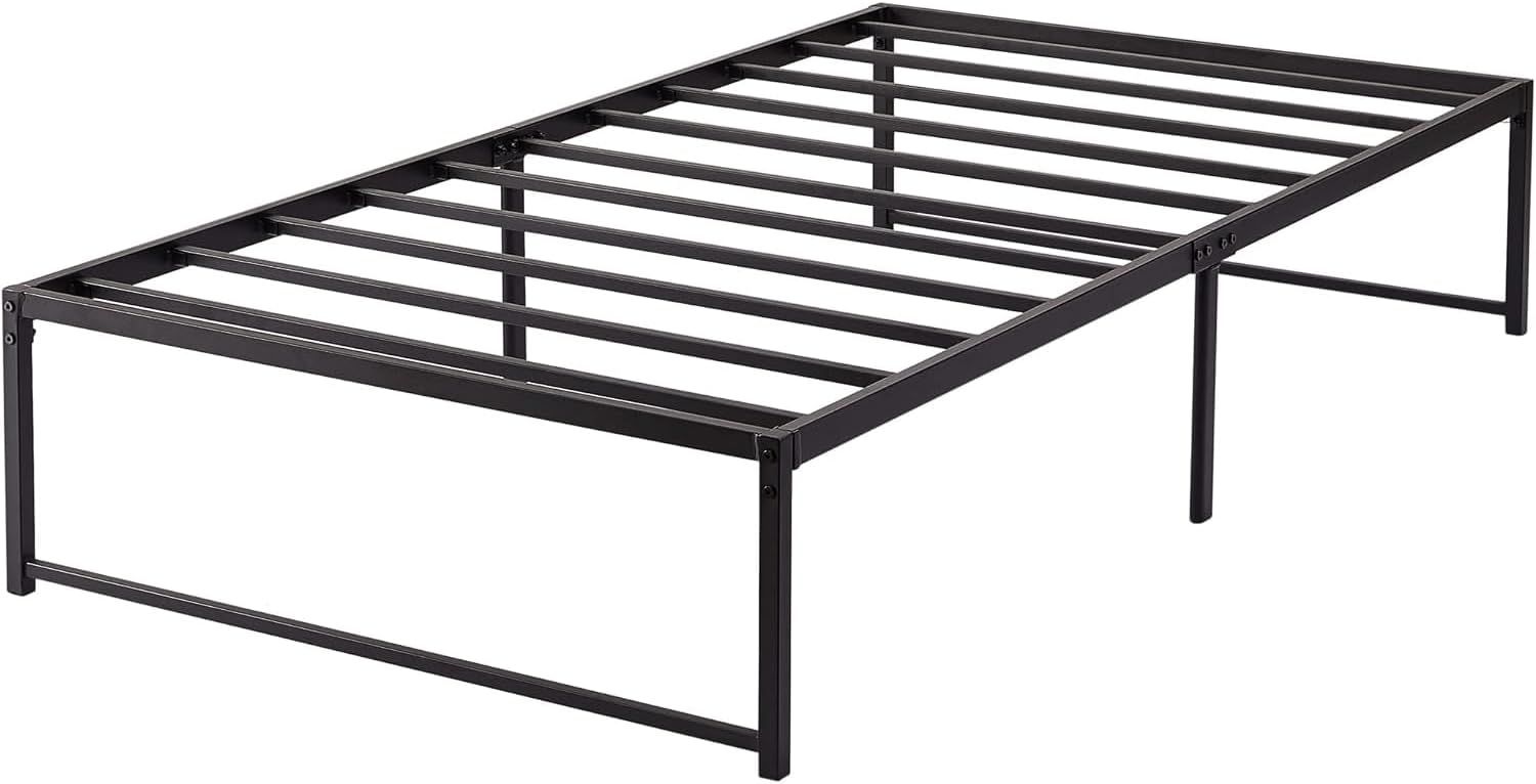 Twin Black Metal Platform Bed Frame with Slats