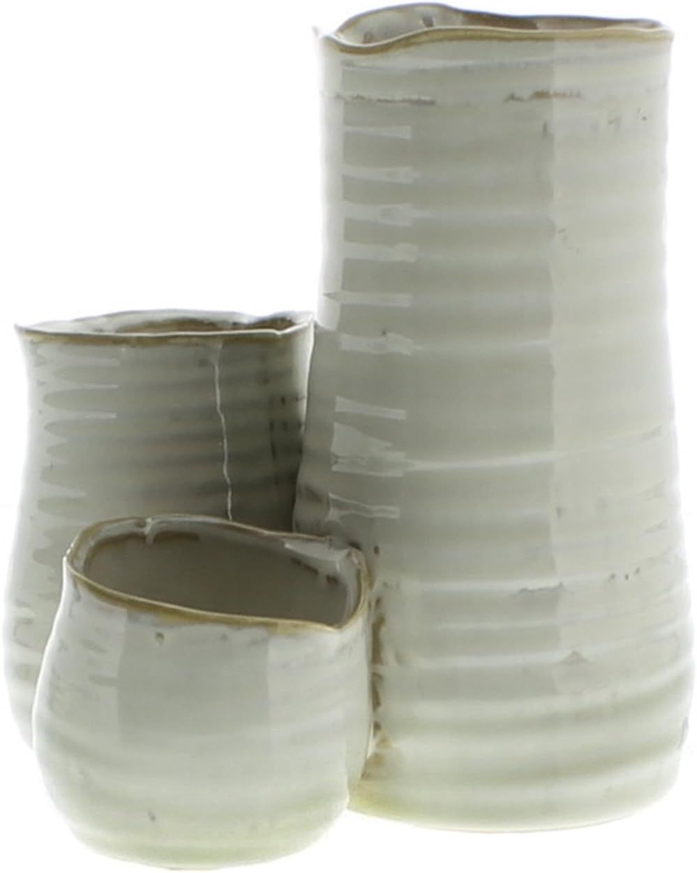 Triple Clustered White Ceramic Decorative Vase