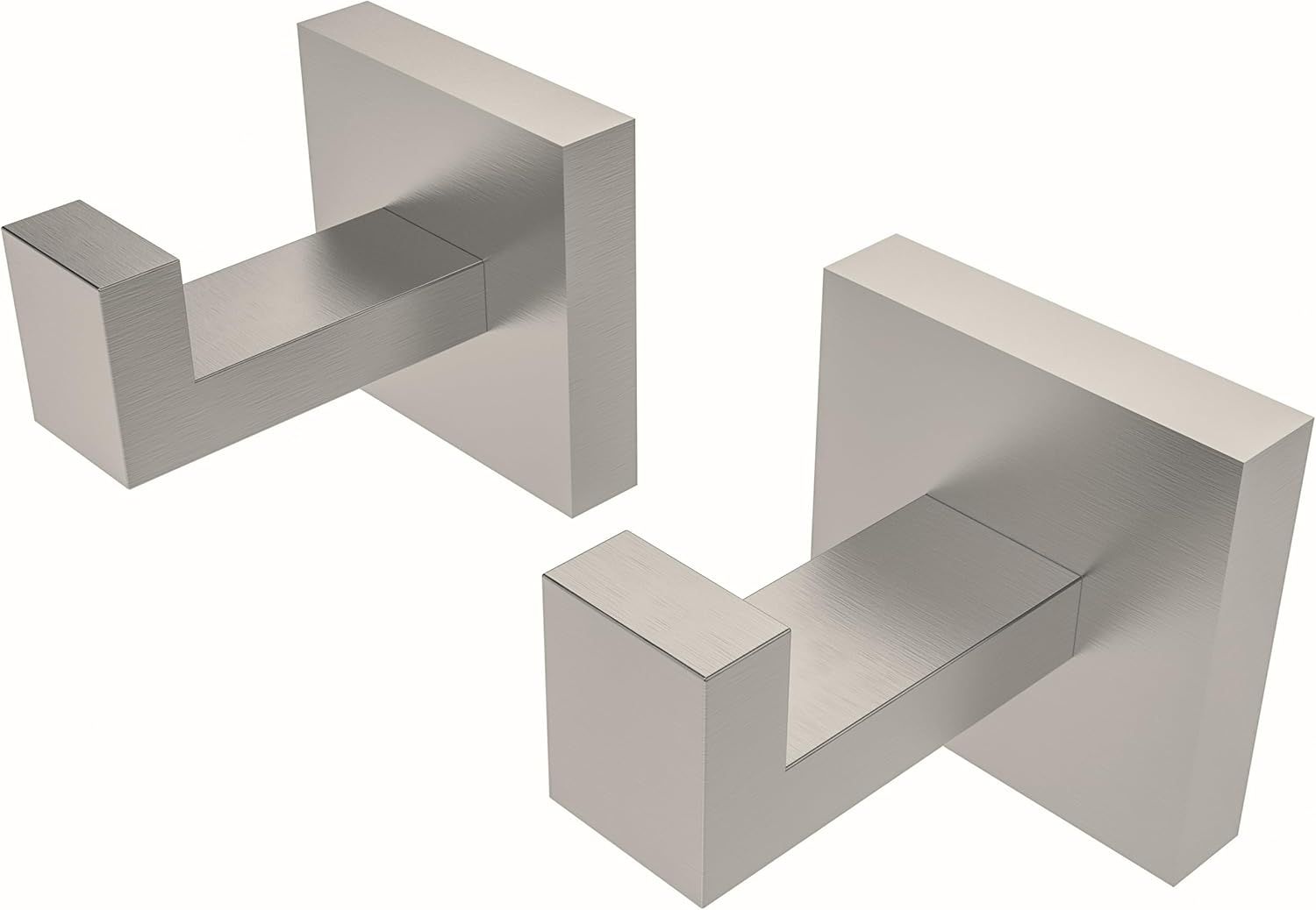 Brushed Nickel Stainless Steel Square J-Hook Towel and Robe Hooks