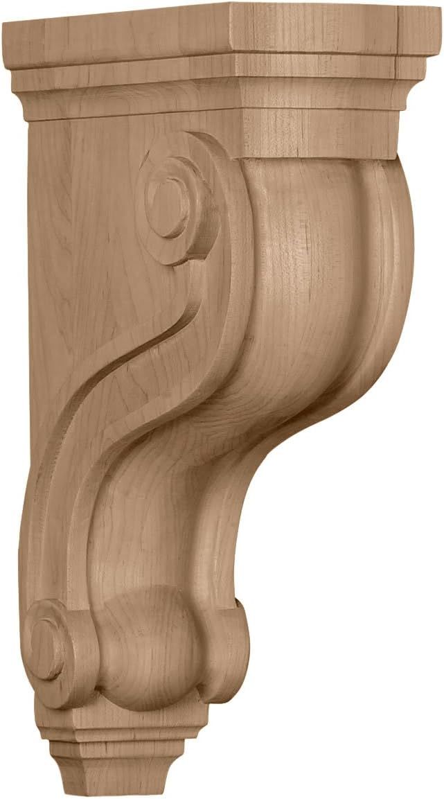 Alder 13" Traditional Scroll Wood Corbel