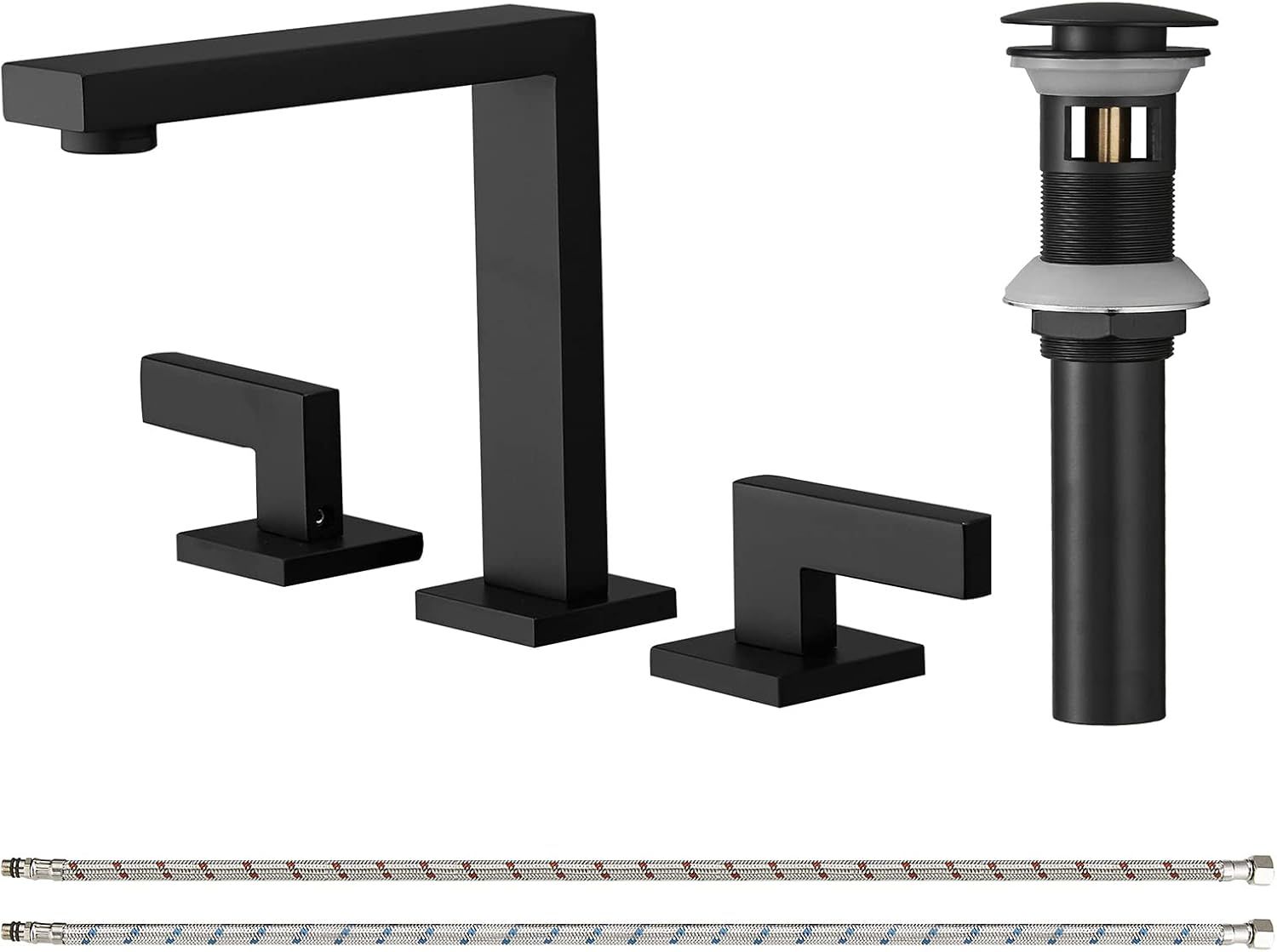 Matte Black Brass 2-Handle Widespread Bathroom Faucet