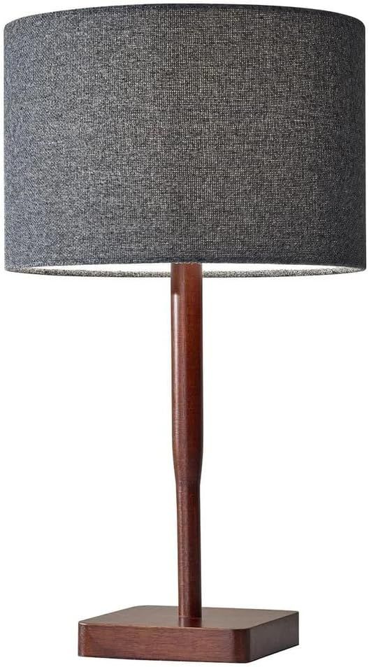 Ellis Walnut Wood Table Lamp with Dark Grey Shade