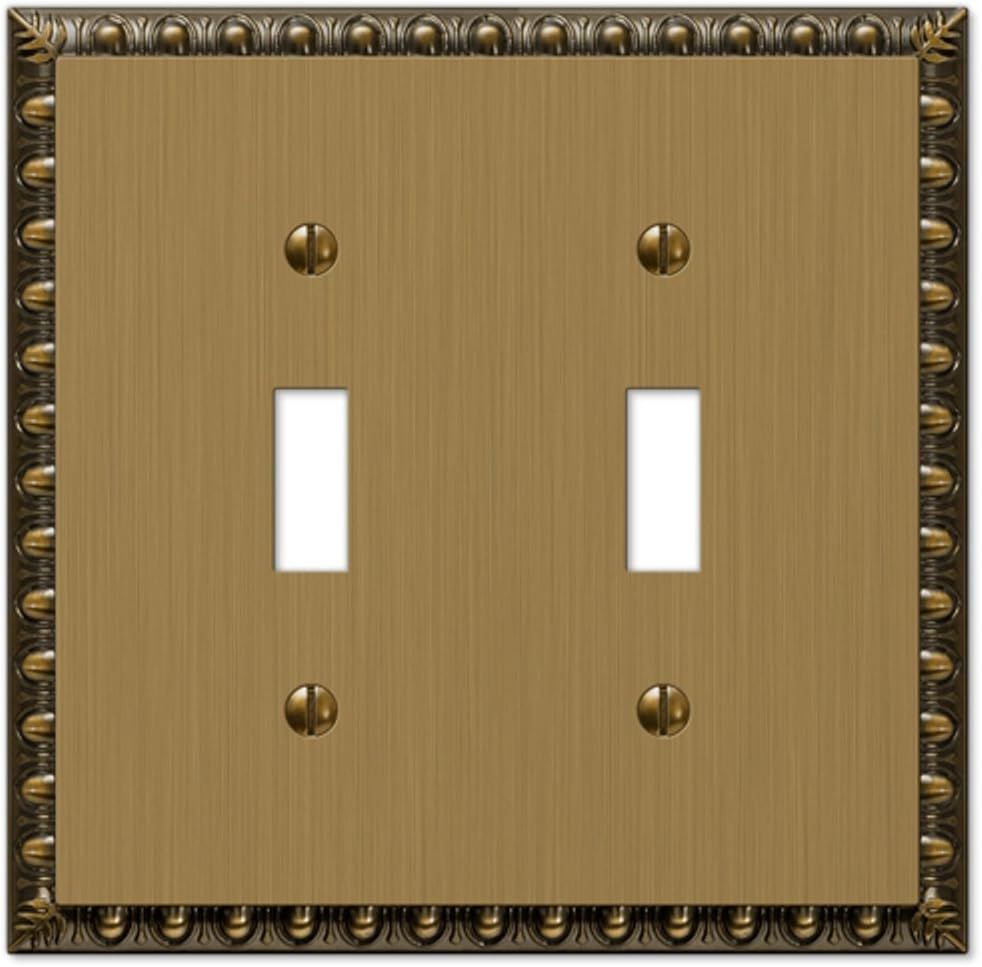 Brushed Brass Double Toggle Cast Metal Wallplate