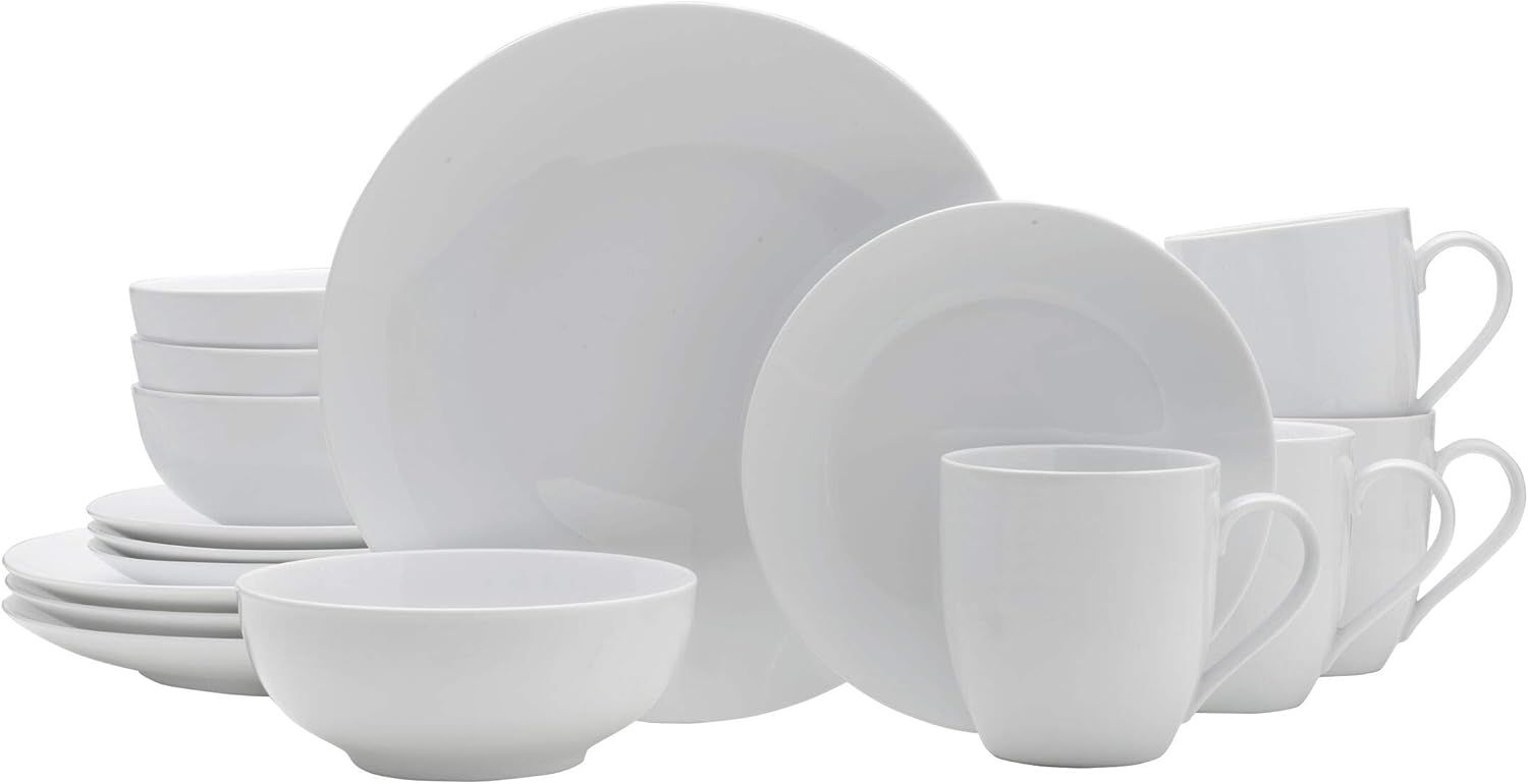 White Porcelain 16-Piece Dinnerware Set for 4