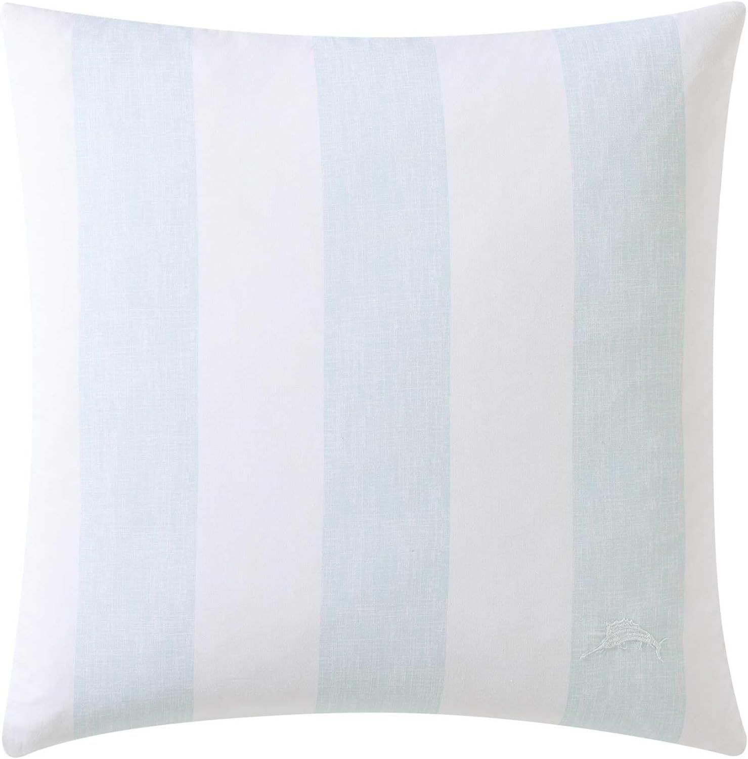 Blue and White Striped Cotton Throw Pillow, 20" x 20"