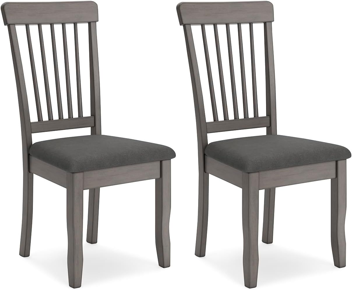 Gray Upholstered Wood Slat Back Side Chair Set