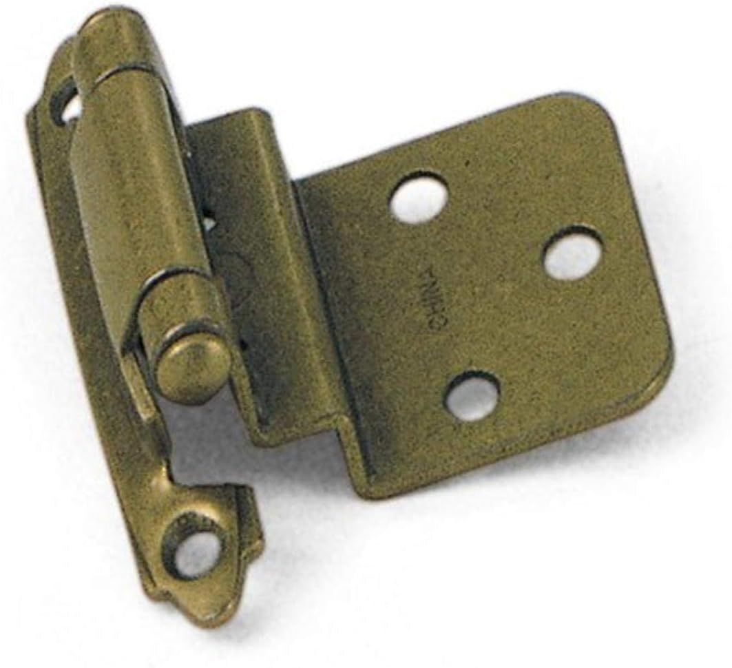 Antique Brass Semi Concealed Cabinet Hinges, 3/8 Inch Inset