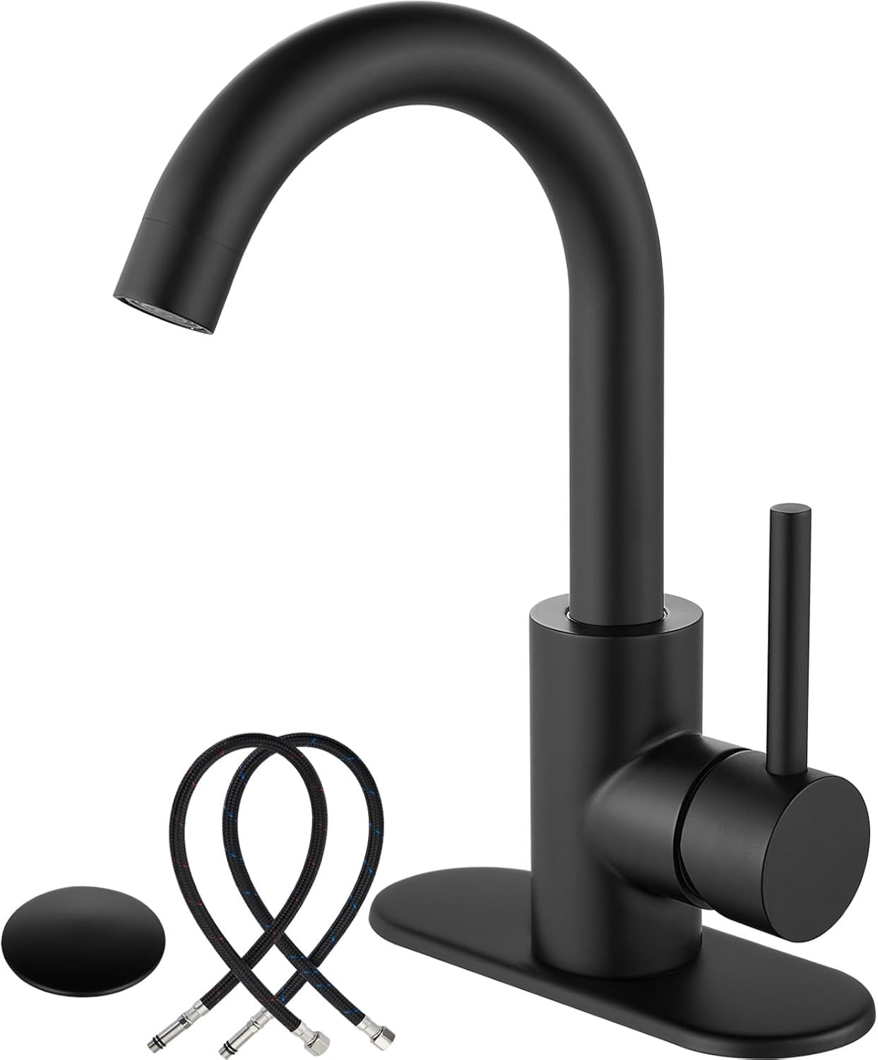 Matte Black Stainless Steel Single Handle Deck Mount Faucet