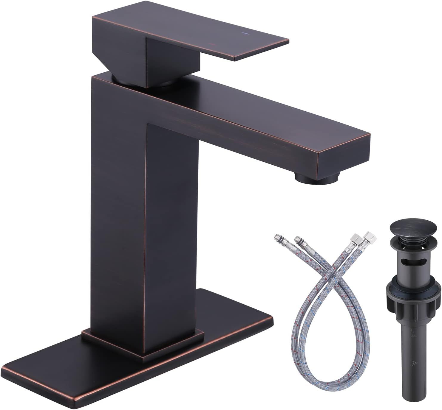 Oil Rubbed Bronze Single Handle Bathroom Faucet with Deck Plate