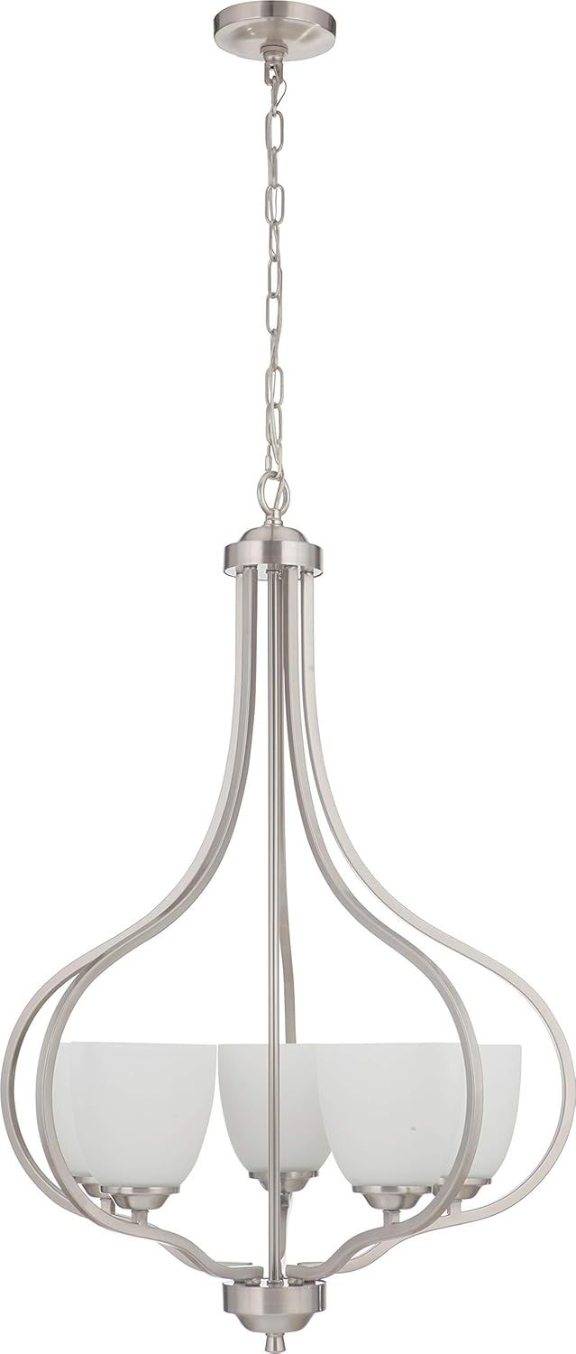 Serene 5-Light Polished Nickel Foyer Pendant with Frosted Glass