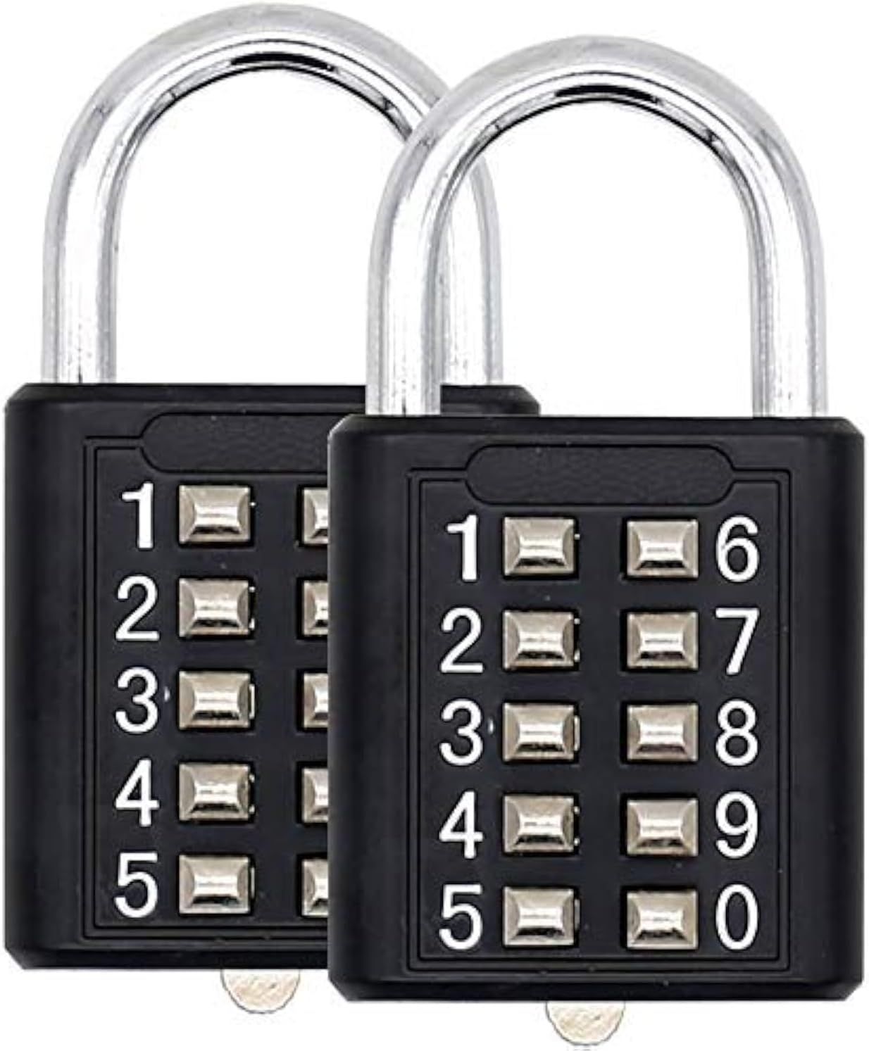 Black 10-Digit Push Button Combination Padlock Set