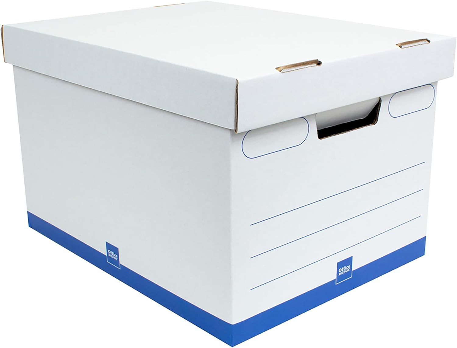 White and Blue Medium-Duty Recycled Storage Boxes with Handles