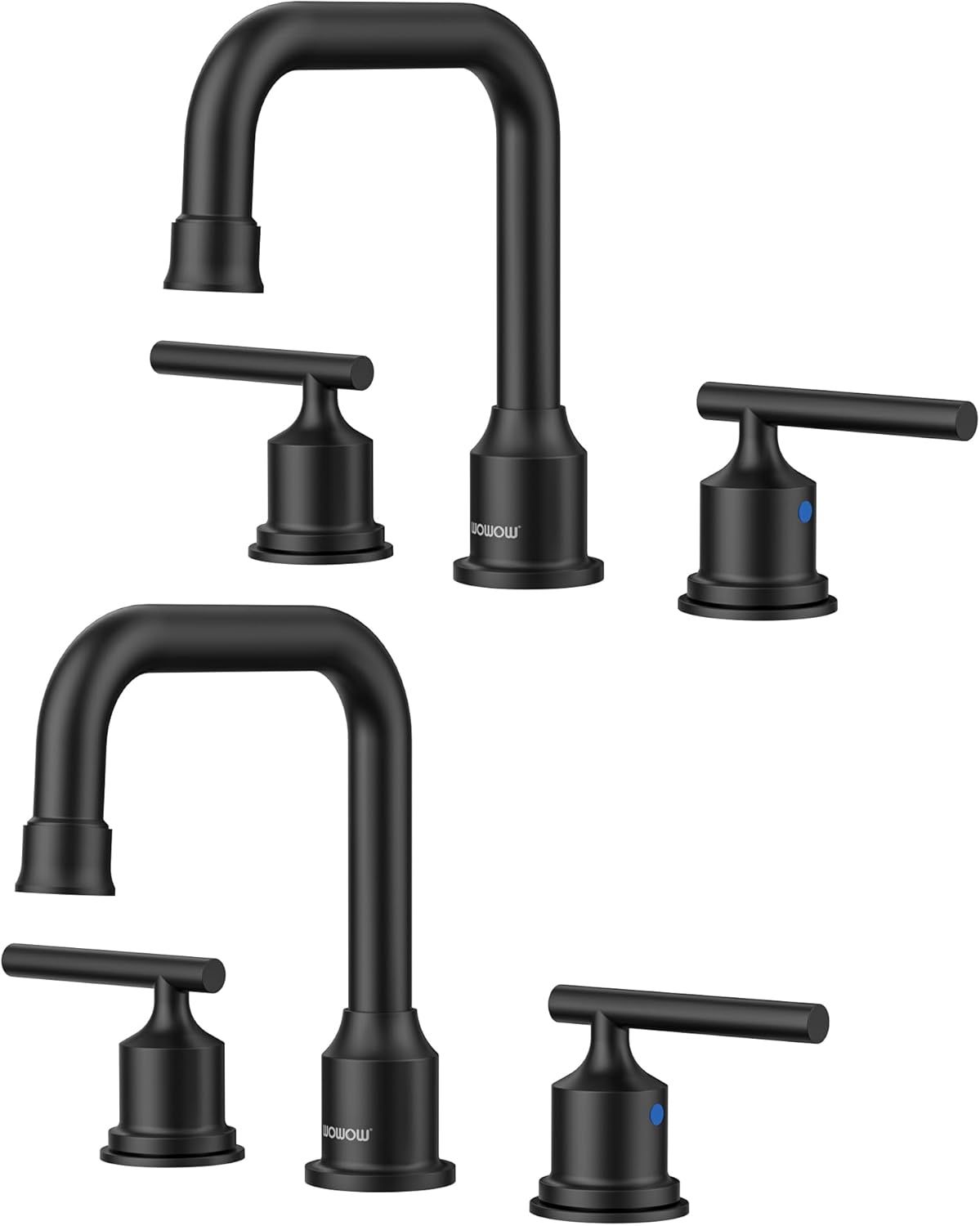 Matte Black High Arc Double Handle Widespread Bathroom Faucet Set