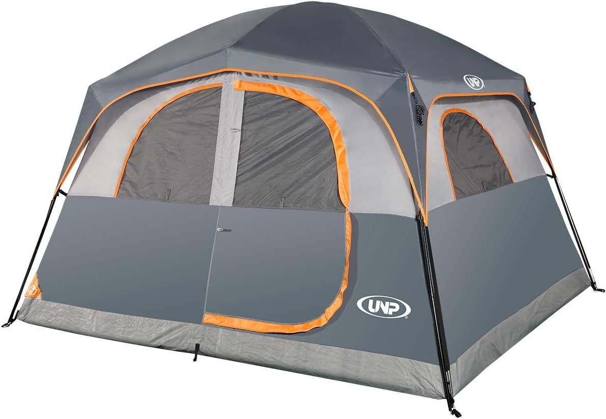 Gray 6-Person Waterproof Windproof Camping Tent with Carry Bag