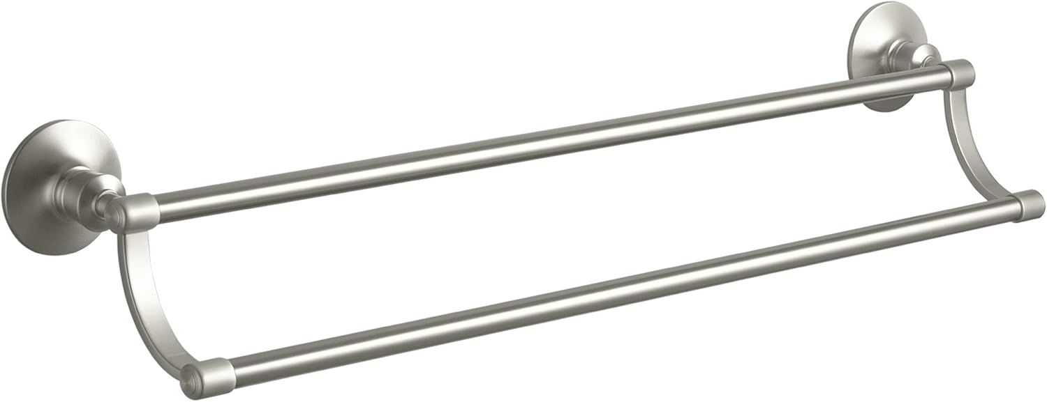 Vibrant Brushed Nickel Double Wall Mounted Towel Bar