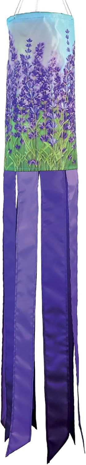 Lavender 40-Inch Polyester Garden Windsock with Embroidered Details