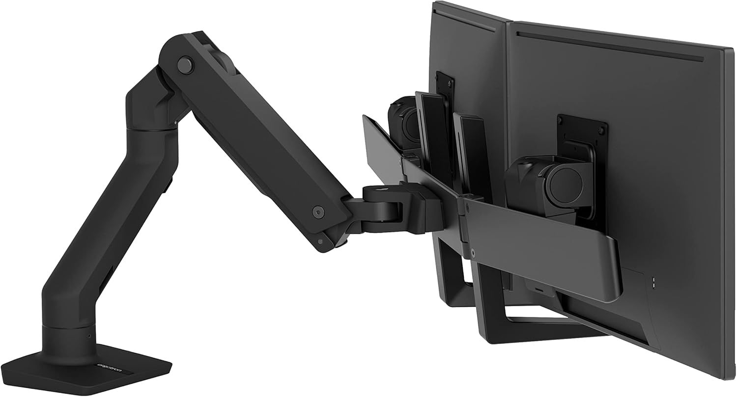 Matte Black Dual Monitor Desk Mount with Full Motion