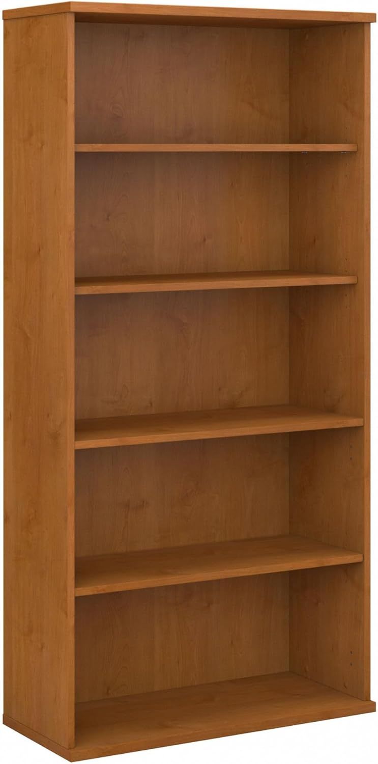 Natural Cherry Adjustable 5-Shelf Tall Bookcase