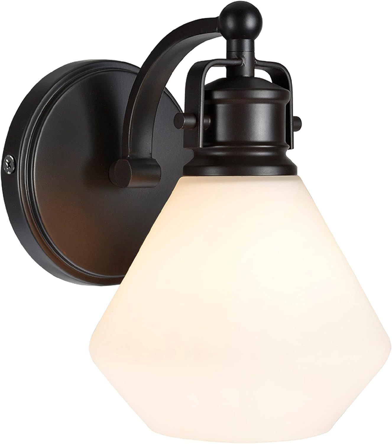 Bronze Dimmable Bathroom Vanity Light with Opal Glass Shade