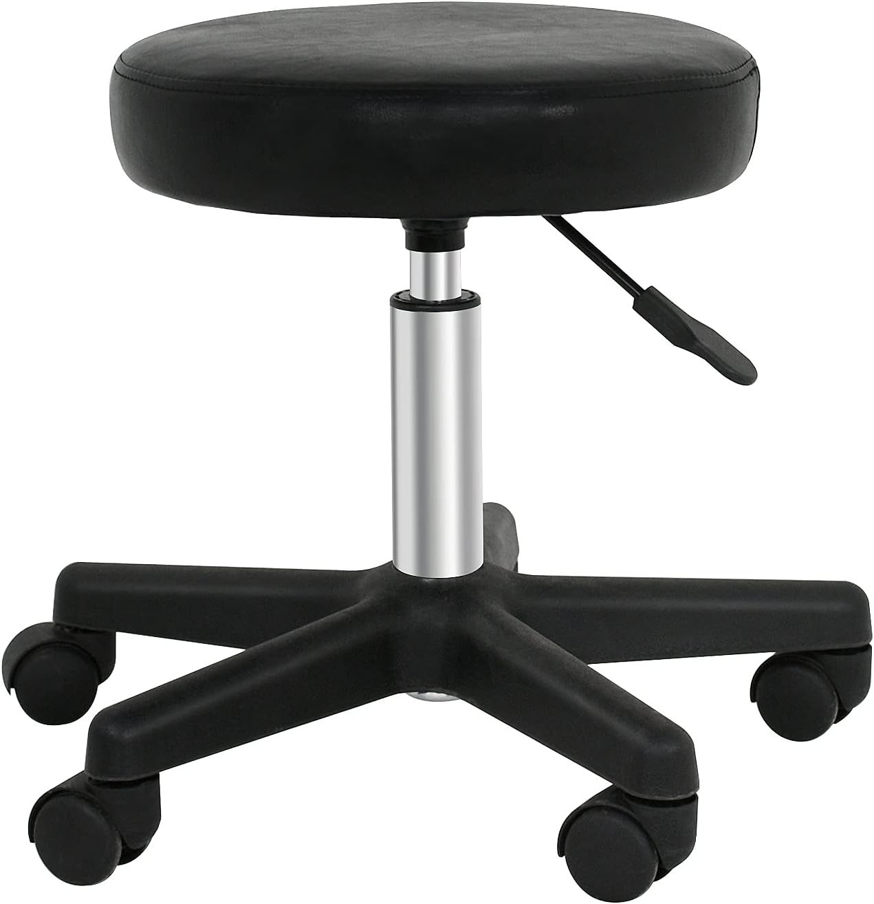 Adjustable Black PVC Leather Hydraulic Rolling Stool