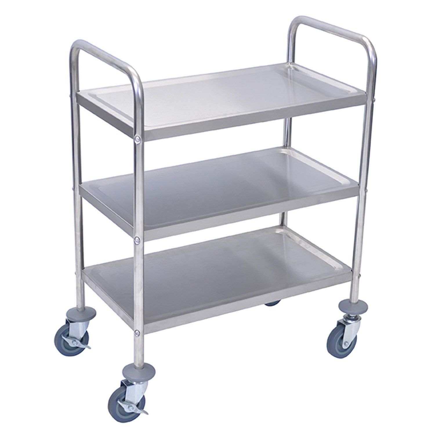 Luxor 37" Silver Stainless Steel 3-Shelf Utility Cart