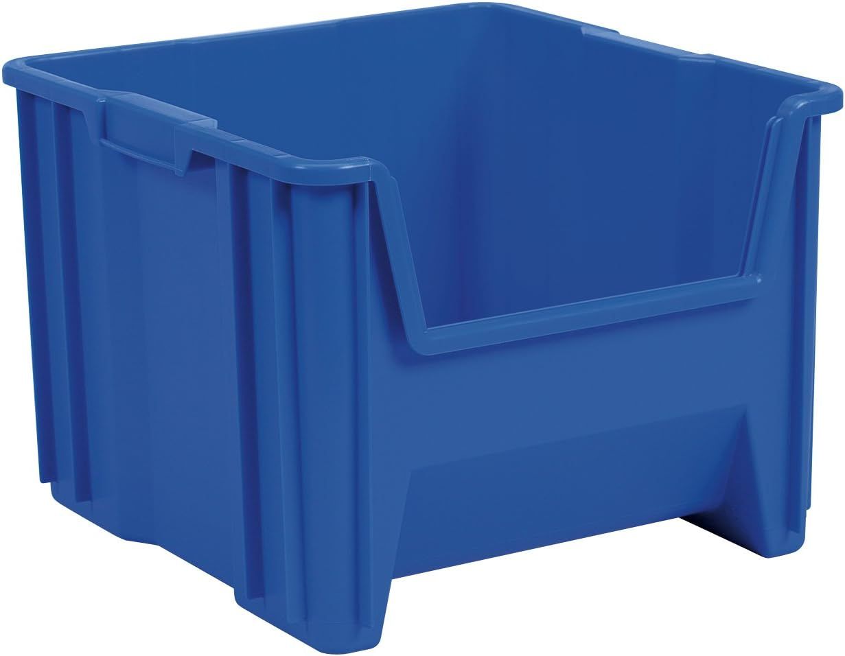 Blue Heavy Duty Stackable Plastic Storage Bin with Handle