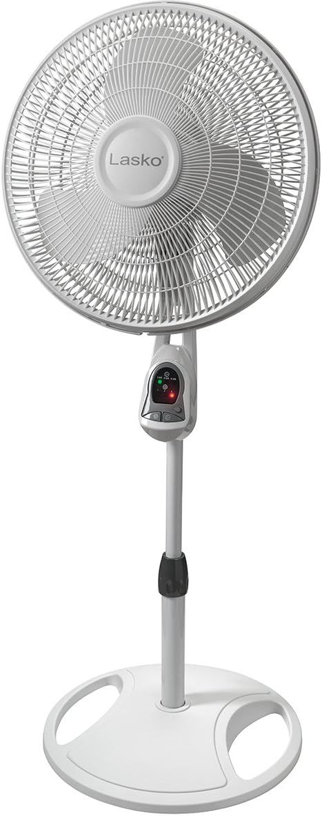 White Adjustable Height Oscillating Floor Fan with Remote Control