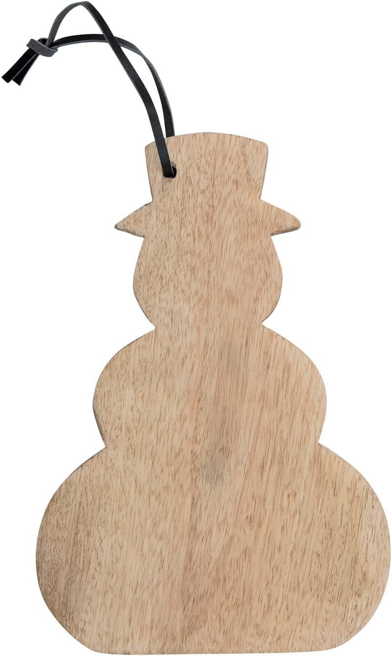 Mango Wood Snowman Shaped Cheese Cutting Board with Leather Tie