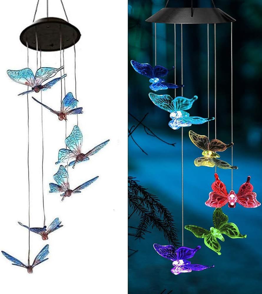 Color-Changing Butterfly Solar LED Wind Chimes