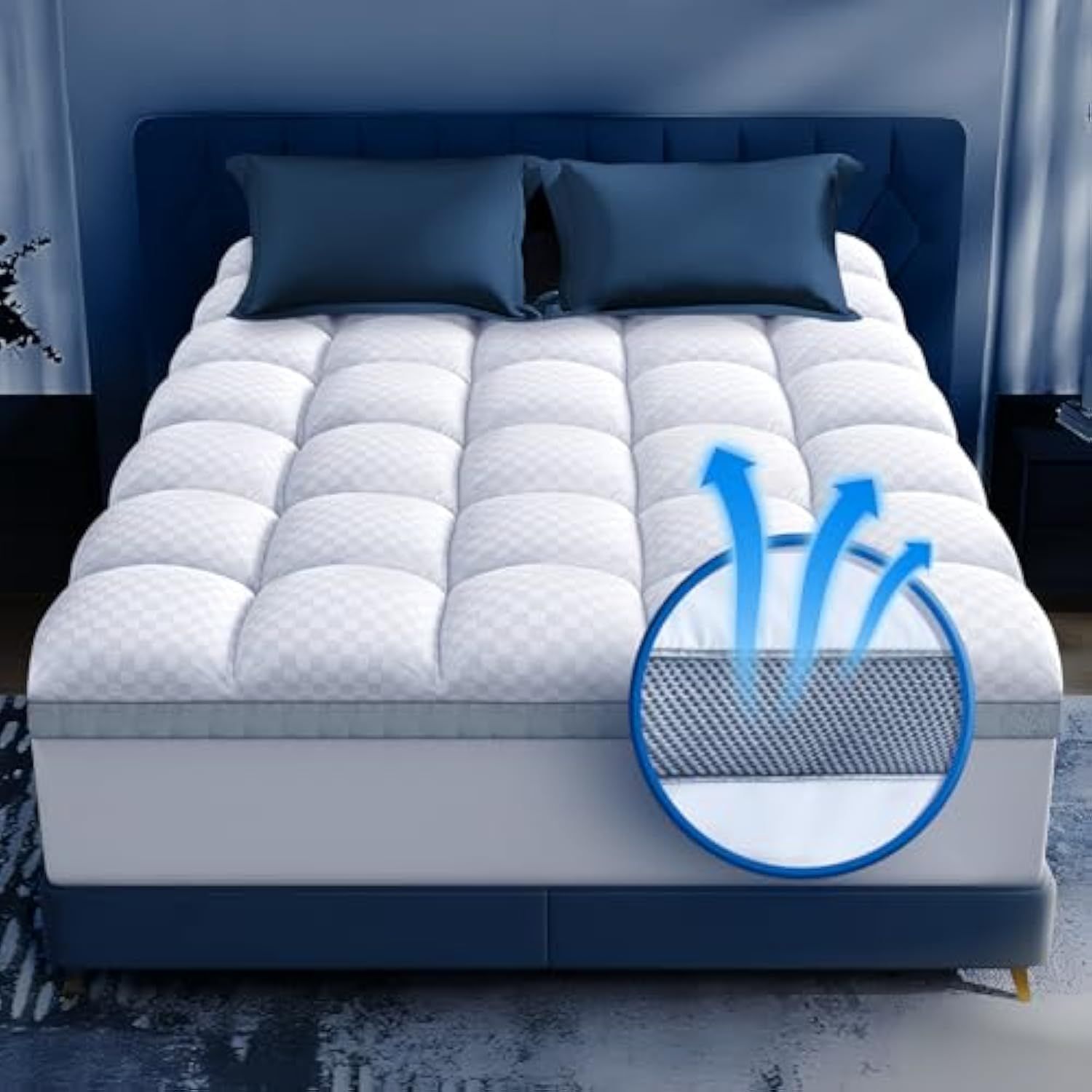 King Size White Down Alternative Memory Foam Mattress Topper