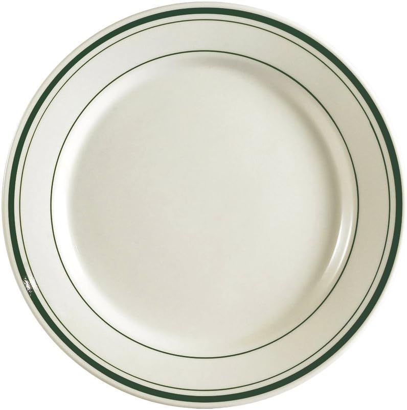 Green Banded Ceramic 7-Inch Salad/Dessert Plate