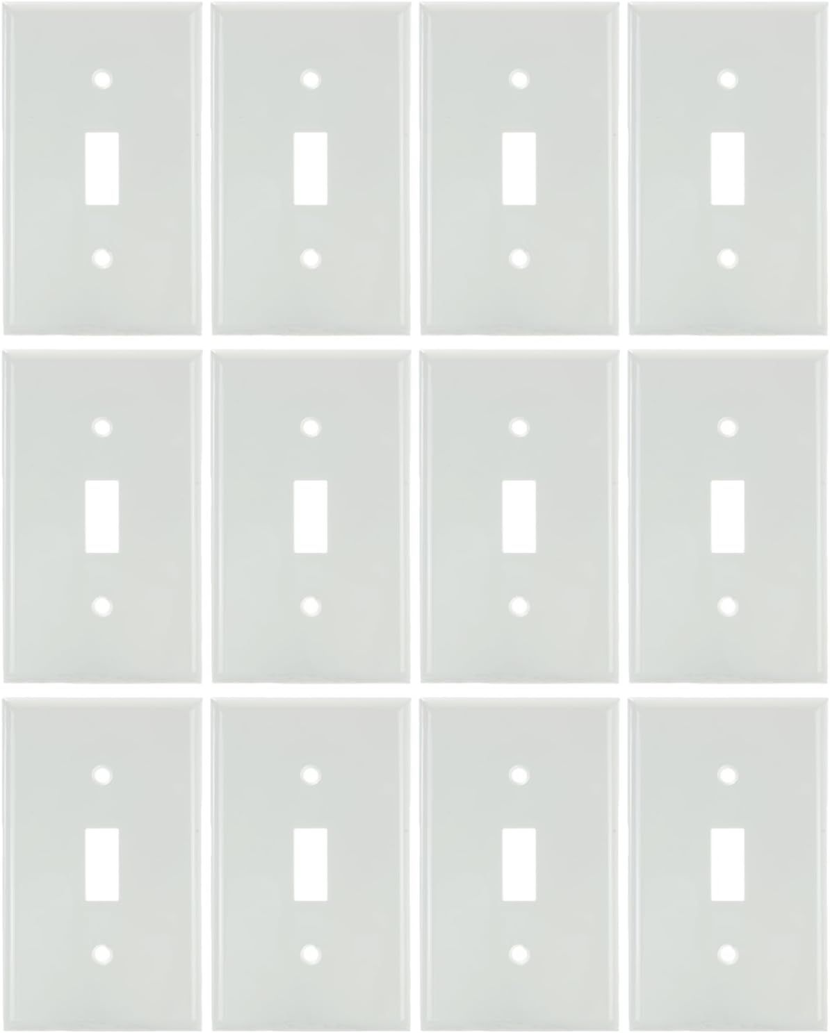 White Plastic 1-Gang Toggle Switch Plate, 12 Pack