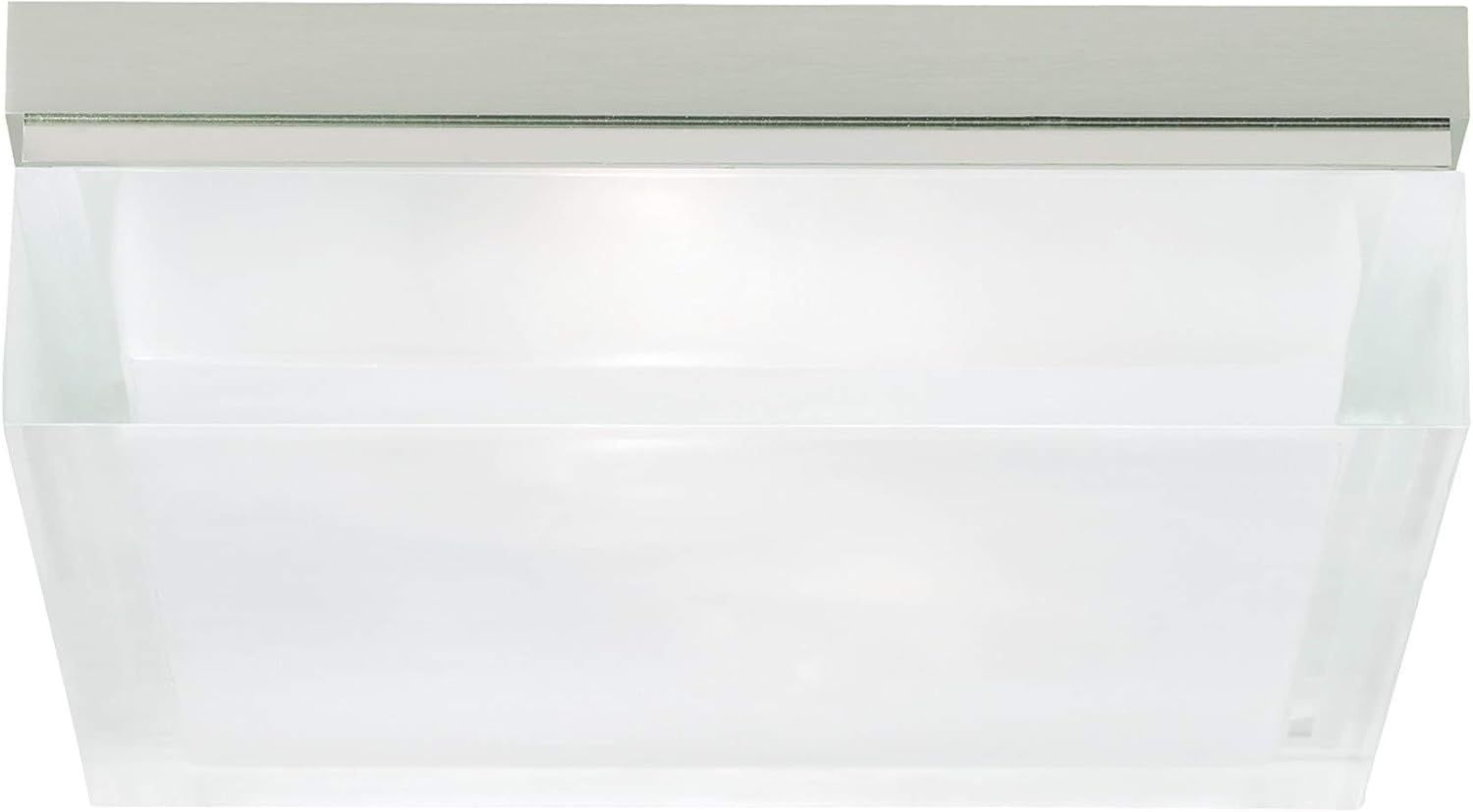 Satin Nickel Glass LED Indoor/Outdoor Flush Mount Light