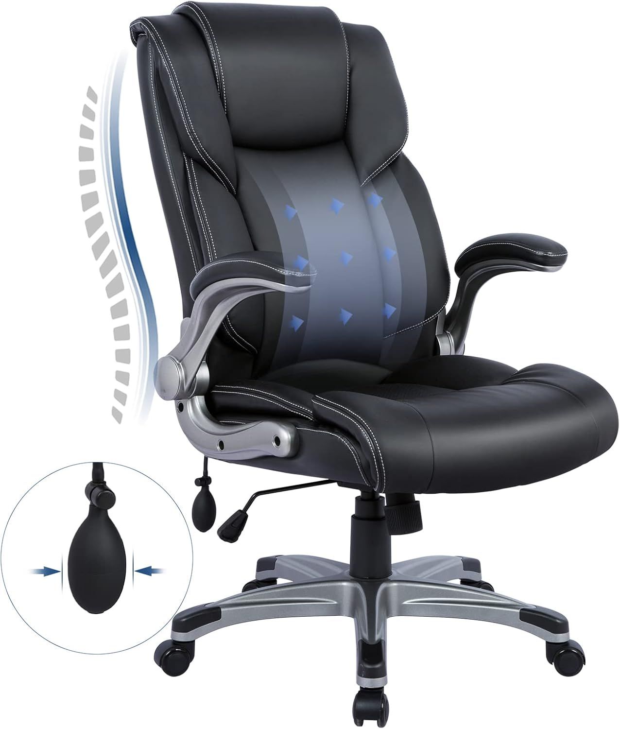 Black Ergonomic High Back Leather Executive Swivel Chair