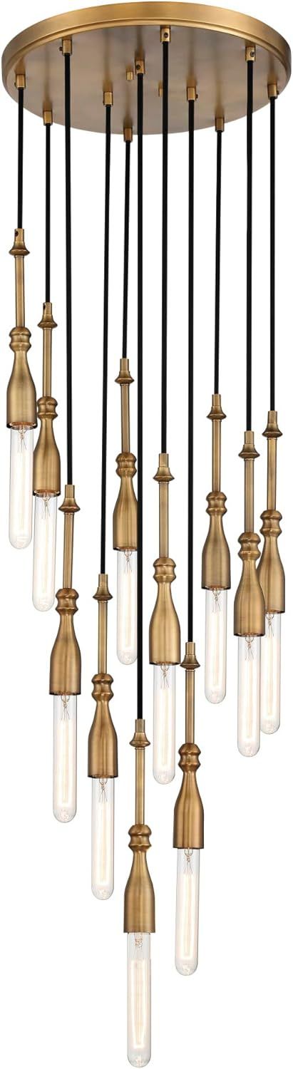 Louise Old Satin Brass 11-Light Ornamental Chandelier