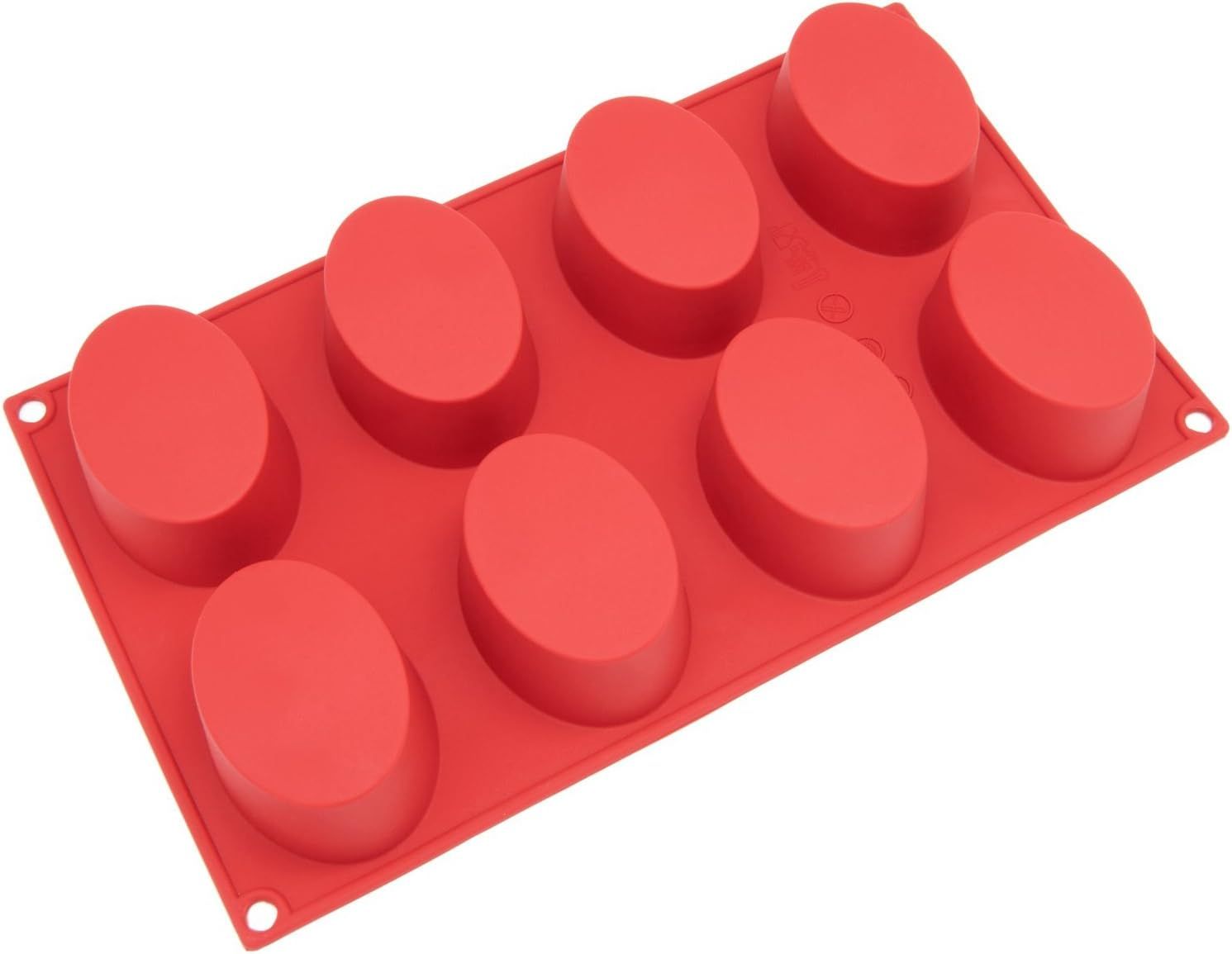 Red 8-Cavity Non-Stick Silicone Oval Mold