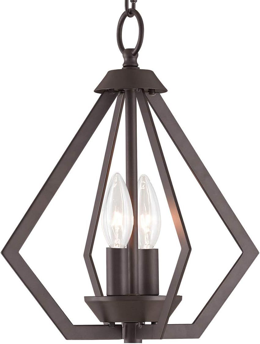 Bronze Mini 2-Light Industrial Candle Chandelier