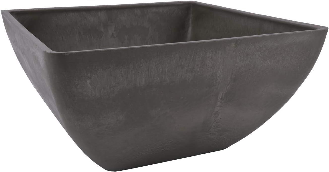 Arcadia 12" Dark Charcoal Recycled Plastic Square Planter