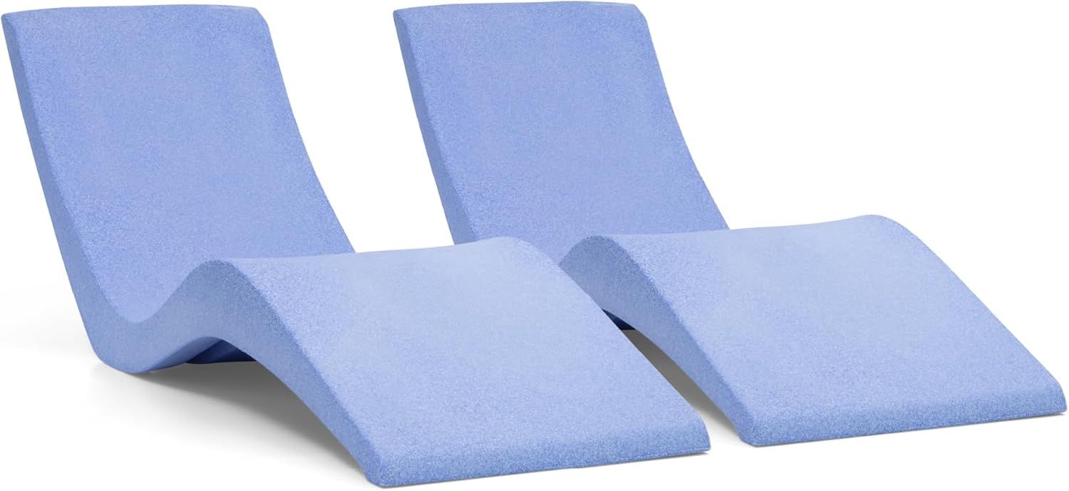 Blue Resin Outdoor Chaise Lounger Set for Poolside Relaxation