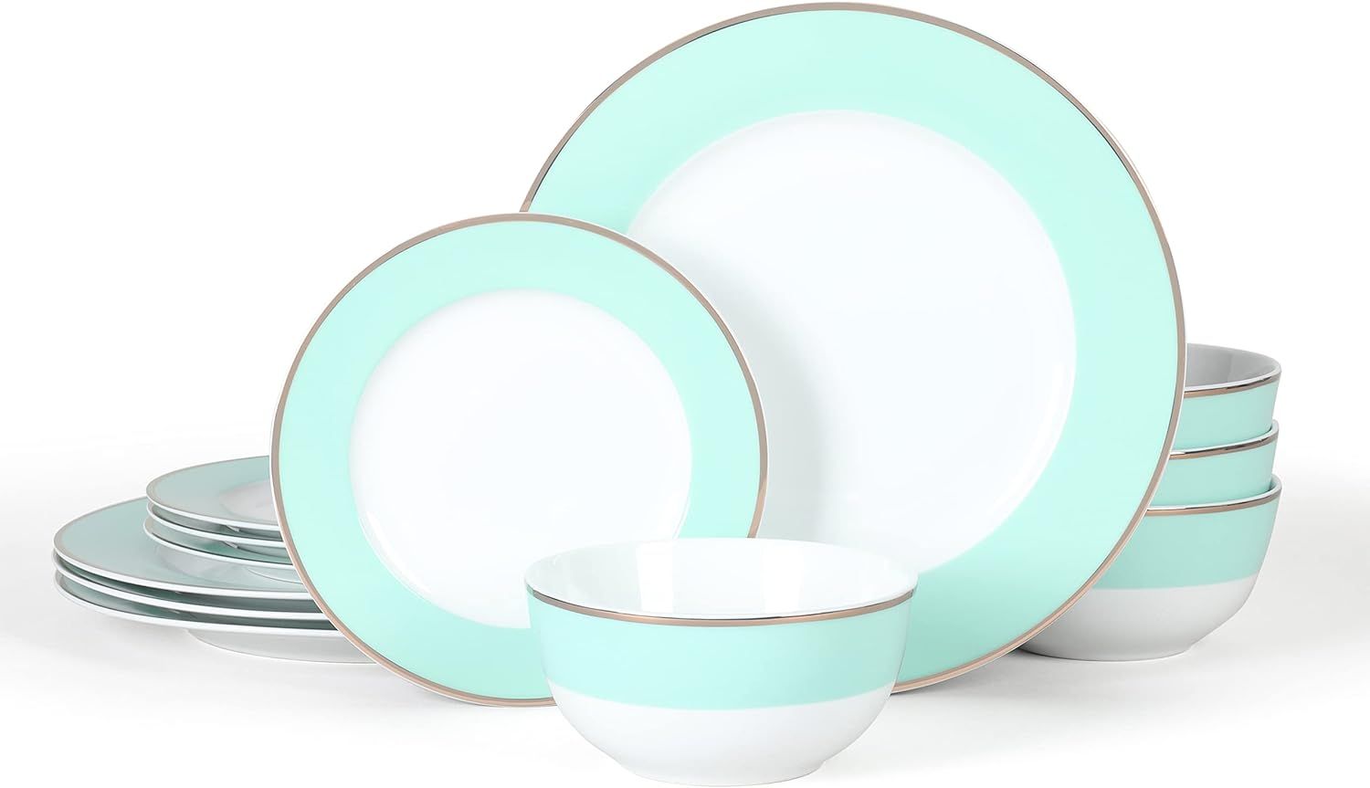 Coastal Blue and White Porcelain Dinnerware Set, Service for 4