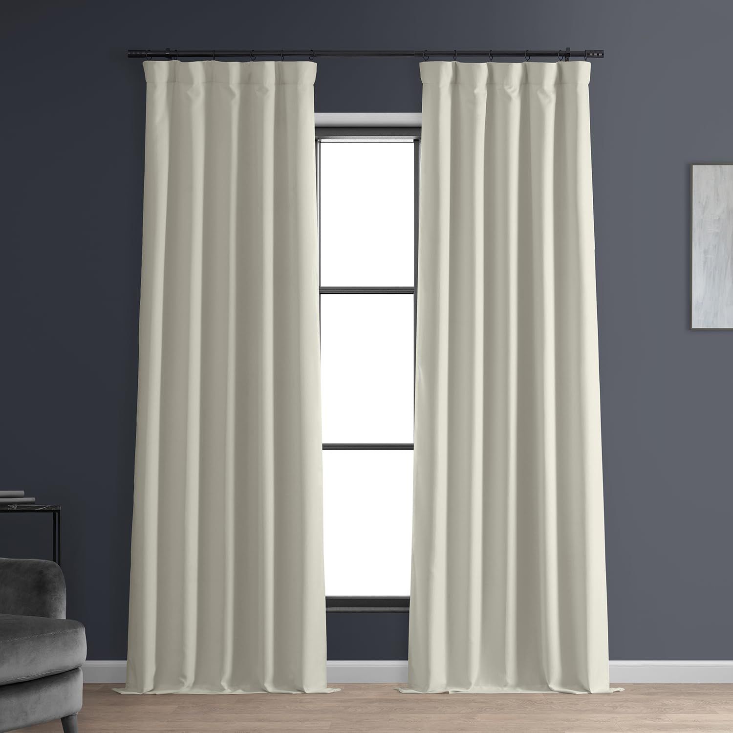 HPD Half Price Drapes Solid Thermal Insulated Blackout Curtains for Bedroom 96 Inches Long Curtain (1 Panel) Signature Blackout Linen Window Curtains for Living Room, 50W x 96L, Off White